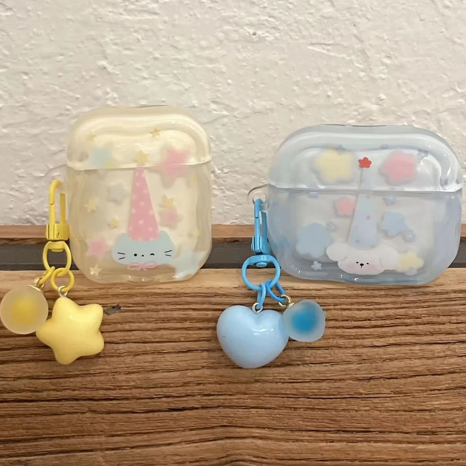 Yellow Phone Accessories - Niedliche Katzen- und Welpen-Designs, bunte Sterne