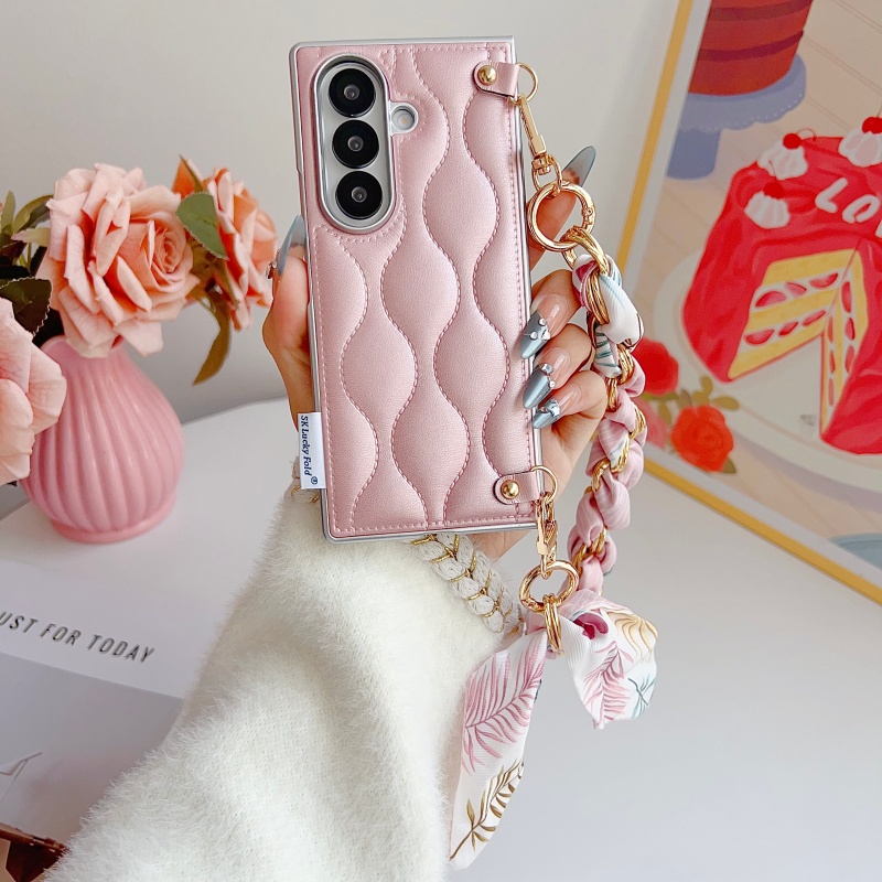 Z Phone Accessories - Luxus-Wellenmuster-Leder-Handyhülle für Samsung Galaxy Z Fold