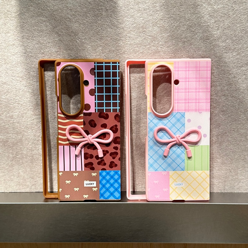 Z Phone Accessories - Koreanisches Karomuster Blumenmuster Niedliche Schleife Handyhülle