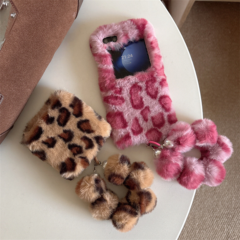 Z Phone Accessories - Mode Leopard Print Flauschigen Plüsch Handgelenk