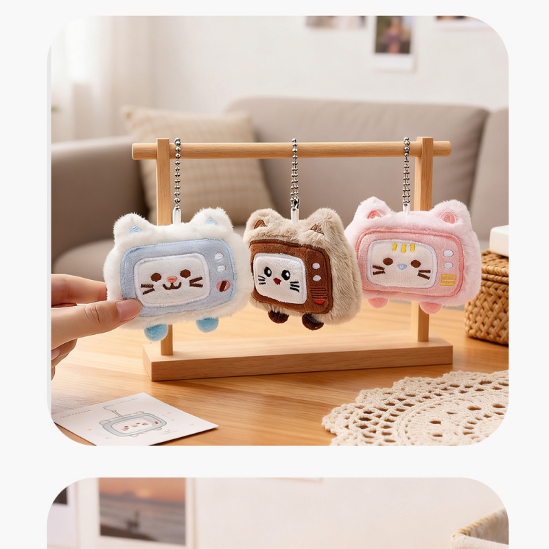 Phone Accessories Ideas - Niedlicher Cartoon-Schlüsselanhänger Katzen-Plüsch Handy-Accessoire Taschenanhänger Kleine